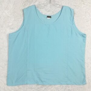 Salon Studio Womens Top Shirt Sleeveless Baby Blue Scoop Neck Plus XX‎